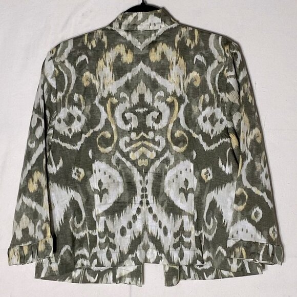 Chico’s Green Yellow Graphic Print Open Front Light Jacket XL - Picture 12 of 13